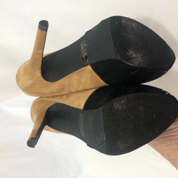 Penny Loves Kenny Women's Suede 5" Pumps Metallic Silver Studded Toe Size 7 New - Picture 8 of 15